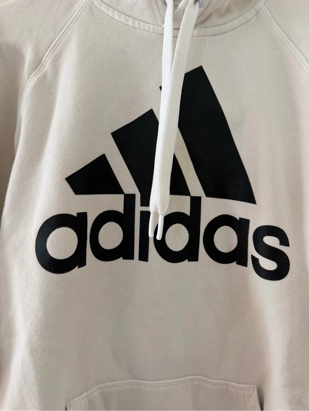 adidas Kids Hoodie in Light Beige with Black Logo